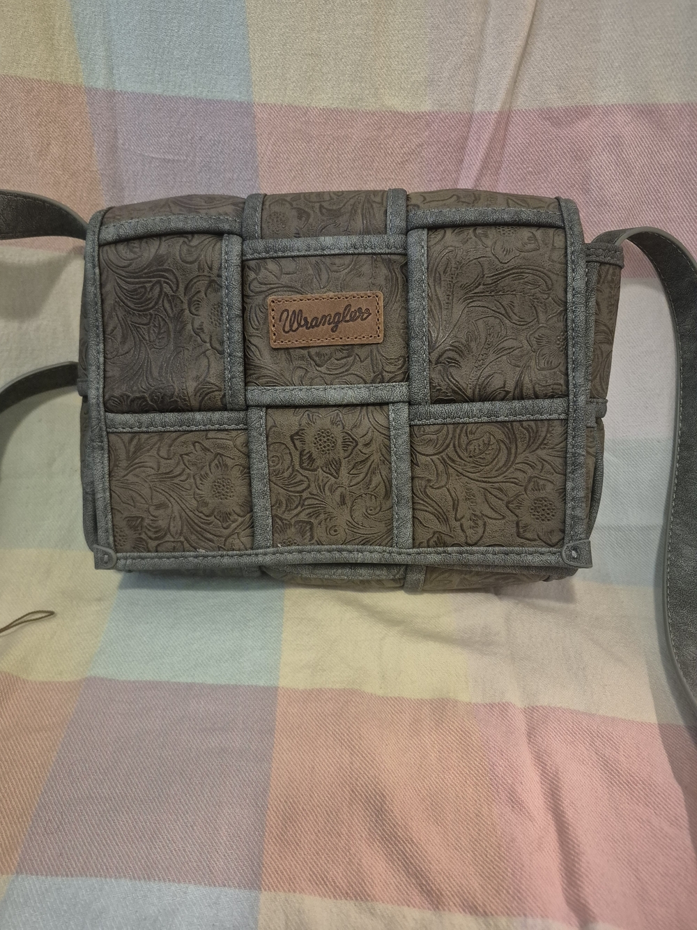 NWOT Wrangler Forest Green Floral-Embossed Shoulder Bag